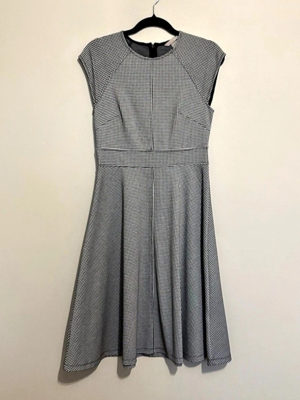 H&M Houndstooth Midi Dress in Black & White Size Small Like New